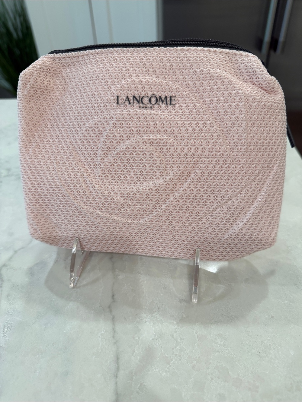 Lancome Pink Textured Makeup Bag with Zip